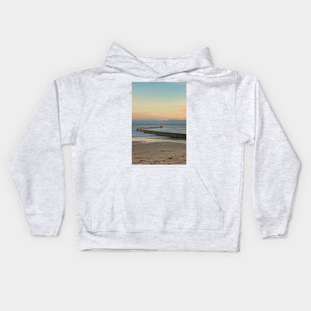 Roker Pier and Lighthouse Sunderland Kids Hoodie by avrilharris